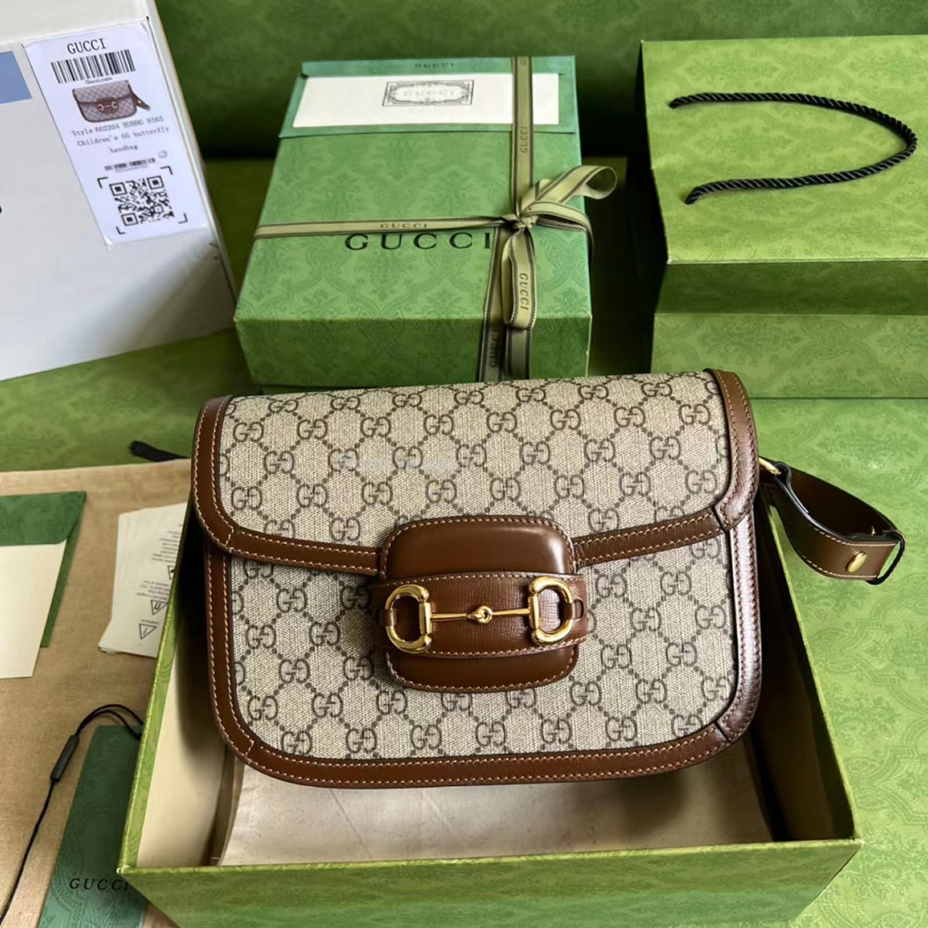 Gucci 1955 Horsebit Shoulder Bag Small Beigebrown (10) - newkick.cc